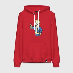 Толстовка-худи хлопковая женская Fallout vault boy, цвет: красный