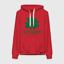 Толстовка-худи хлопковая женская Get lucky, цвет: красный