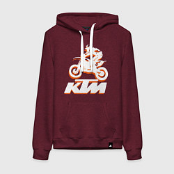 Толстовка-худи хлопковая женская KTM белый, цвет: меланж-бордовый