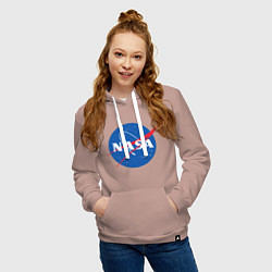 Толстовка-худи хлопковая женская NASA: Logo, цвет: пыльно-розовый — фото 2