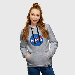 Толстовка-худи хлопковая женская NASA: Logo цвета меланж — фото 2