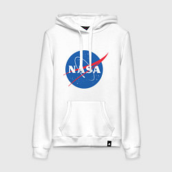 Толстовка-худи хлопковая женская NASA: Logo, цвет: белый