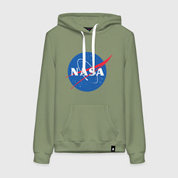 Толстовка-худи хлопковая женская NASA: Logo, цвет: авокадо