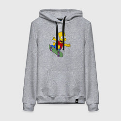 Толстовка-худи хлопковая женская Барт на скейте, цвет: меланж