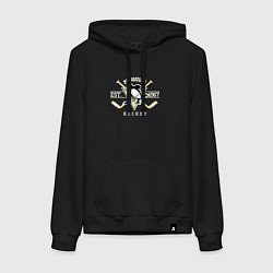 Толстовка-худи хлопковая женская Pittsburgh Penguins: Est.1967, цвет: черный