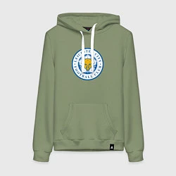 Толстовка-худи хлопковая женская Leicester City FC, цвет: авокадо
