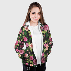 Куртка с капюшоном женская Кусты из роз, цвет: 3D-белый — фото 2