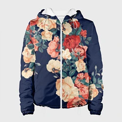 Куртка с капюшоном женская Fashion flowers, цвет: 3D-белый
