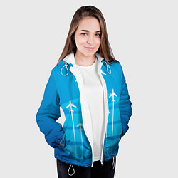 Куртка с капюшоном женская Космические войска, цвет: 3D-белый — фото 2