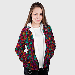Куртка с капюшоном женская Разноцветные перья, цвет: 3D-белый — фото 2