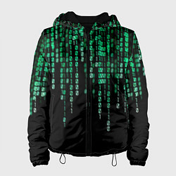 Куртка с капюшоном женская Цифровой поток из матрицы, цвет: 3D-черный