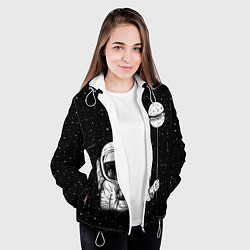 Куртка с капюшоном женская Астронавт с шариком, цвет: 3D-белый — фото 2