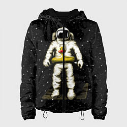 Куртка с капюшоном женская Космонавт с уточкой, цвет: 3D-черный