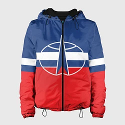 Куртка с капюшоном женская Флаг космический войск РФ, цвет: 3D-черный