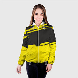 Куртка с капюшоном женская Чёрно-жёлтый, цвет: 3D-белый — фото 2