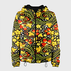 Куртка с капюшоном женская Khokhloma pattern, цвет: 3D-черный