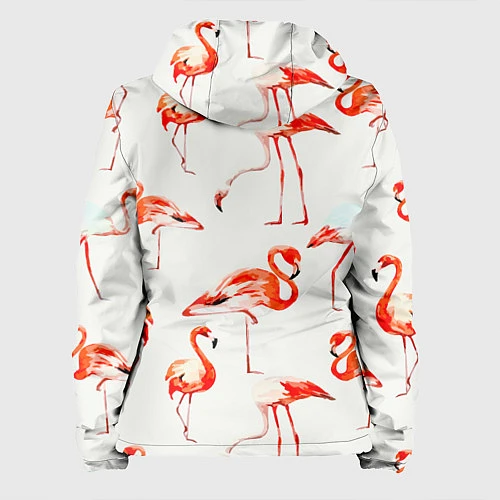 Женская куртка Оранжевые фламинго / 3D-Черный – фото 2