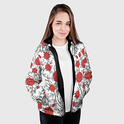 Куртка с капюшоном женская Сад из Роз, цвет: 3D-черный — фото 2
