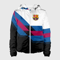 Куртка с капюшоном женская Barcelona FC: Black style, цвет: 3D-белый