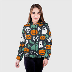 Куртка с капюшоном женская Halloween Monsters, цвет: 3D-черный — фото 2
