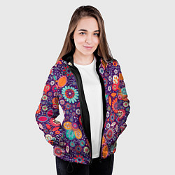 Куртка с капюшоном женская Цветочный взрыв, цвет: 3D-черный — фото 2