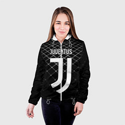 Куртка с капюшоном женская FC Juventus: Black Lines, цвет: 3D-белый — фото 2