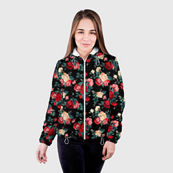 Куртка с капюшоном женская Кустовые розы, цвет: 3D-белый — фото 2