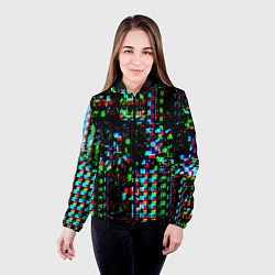 Куртка с капюшоном женская Optical Glitch, цвет: 3D-черный — фото 2