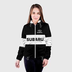 Куртка с капюшоном женская Subaru: Black Sport, цвет: 3D-белый — фото 2