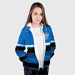 Куртка с капюшоном женская Герб РФ: Голубой стиль, цвет: 3D-белый — фото 2