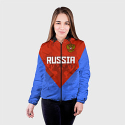 Куртка с капюшоном женская Russia Red & Blue, цвет: 3D-черный — фото 2