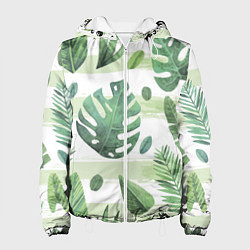 Куртка с капюшоном женская Тропические джунгли, цвет: 3D-белый