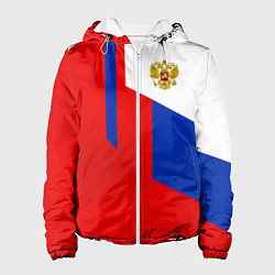 Куртка с капюшоном женская Russia: Geometry Tricolor, цвет: 3D-белый