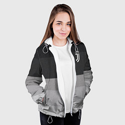 Куртка с капюшоном женская ФК Ювентус: Серый стиль, цвет: 3D-белый — фото 2