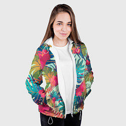 Куртка с капюшоном женская Тропический мотив, цвет: 3D-белый — фото 2