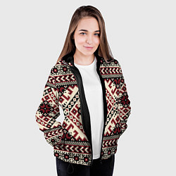 Куртка с капюшоном женская Славянский орнамент, цвет: 3D-черный — фото 2