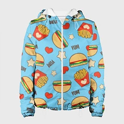 Куртка с капюшоном женская Yum Fast Food, цвет: 3D-белый