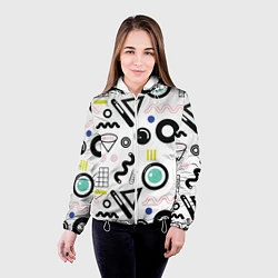Куртка с капюшоном женская Минималистичная геометрия, цвет: 3D-белый — фото 2