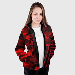 Куртка с капюшоном женская CS:GO Red Camo, цвет: 3D-черный — фото 2