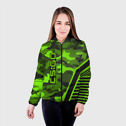 Куртка с капюшоном женская CS:GO Light Green Camo, цвет: 3D-черный — фото 2
