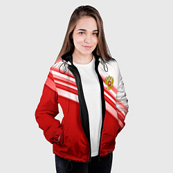 Куртка с капюшоном женская Россия: красная волна, цвет: 3D-черный — фото 2