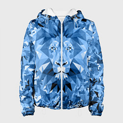 Куртка с капюшоном женская Сине-бело-голубой лев, цвет: 3D-белый