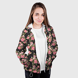 Куртка с капюшоном женская Брендовые цветы, цвет: 3D-белый — фото 2
