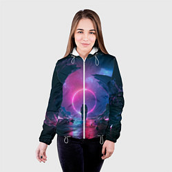 Куртка с капюшоном женская Любовь в космосе, цвет: 3D-белый — фото 2
