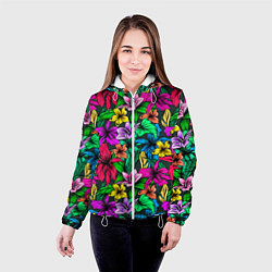 Куртка с капюшоном женская Яркий гибискус, цвет: 3D-белый — фото 2