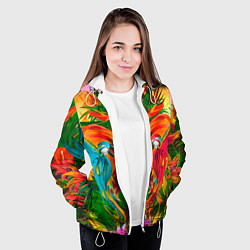 Куртка с капюшоном женская Яркие тропики, цвет: 3D-белый — фото 2