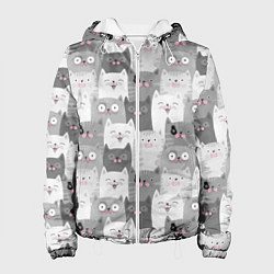 Куртка с капюшоном женская Эмоции котов, цвет: 3D-белый