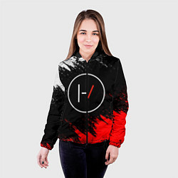 Куртка с капюшоном женская 21 Pilots: Black & Red, цвет: 3D-черный — фото 2