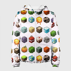 Куртка с капюшоном женская Minecraft Cubes, цвет: 3D-белый