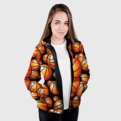 Куртка с капюшоном женская Баскетбольные яркие мячи, цвет: 3D-черный — фото 2